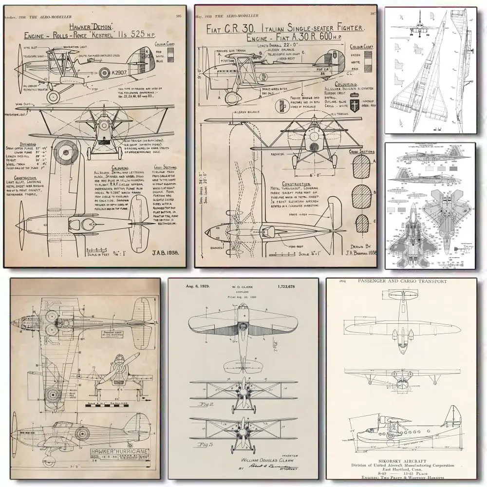 Estructura de avión Vintage Boeing, póster de avión, regalos navideños, decoración diseñada para el hogar, restaurante, oficina, arte de pared espacial