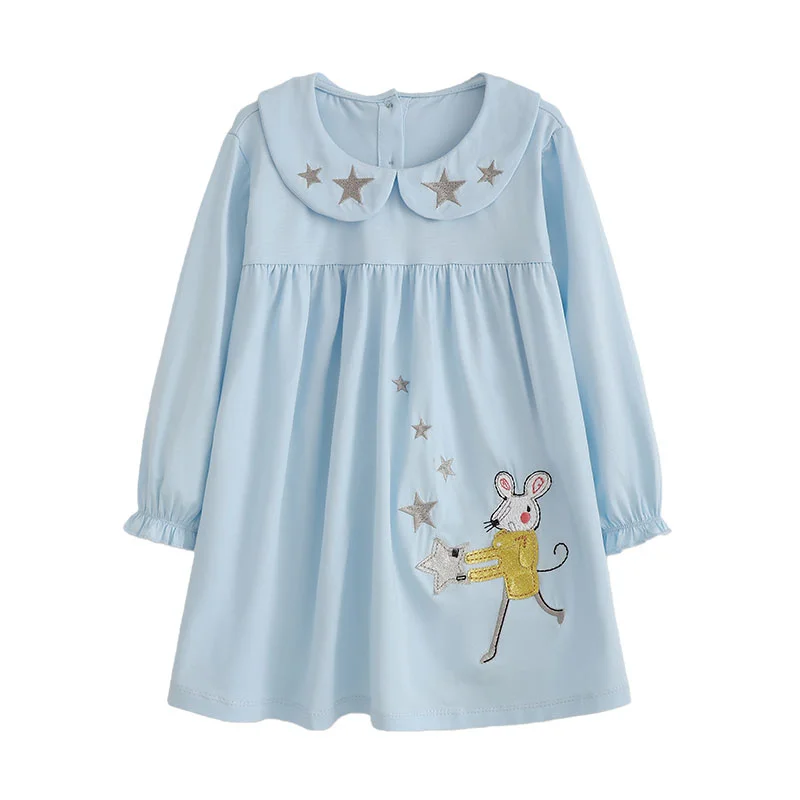 princesa-meninas-vestido-de-manga-longa-mouse-bordado-moda-infantil-botoes-festa-vestido-colarinho-2-7-venda-quente-roupas-infantis