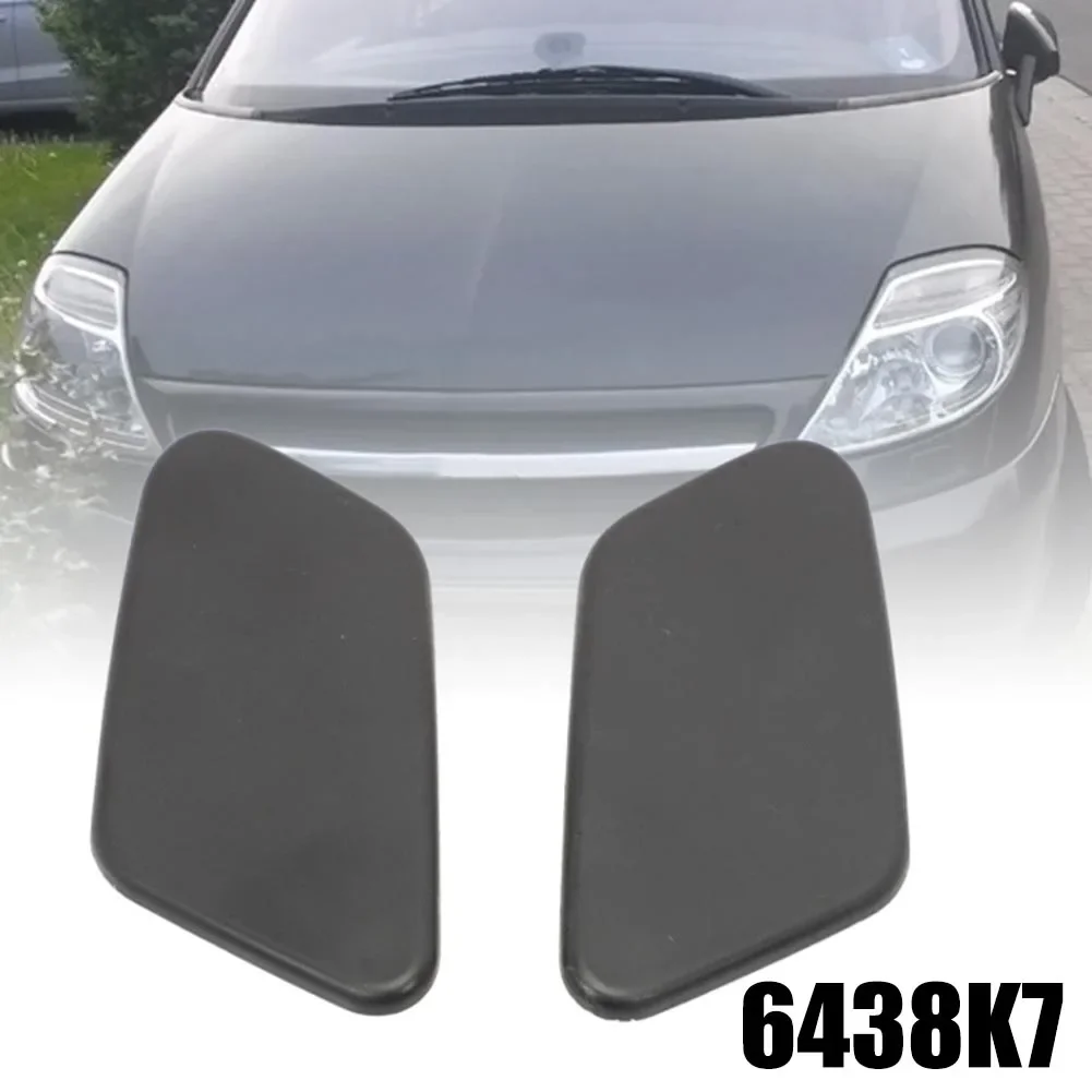 2pcs Car Headlight Cleaner Water Spray Cover 6438K7 For C8 2002 Water Spray Covers Headlamp Washer Nozzle Cap Black ABS