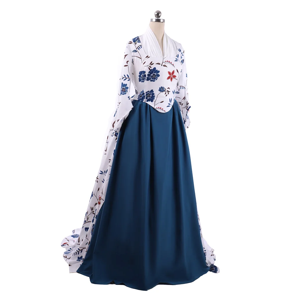 

Renaissance Historical Dress Women's Medieval Costume Victorian 18 Century Floral Belle Gown Bustle Dress