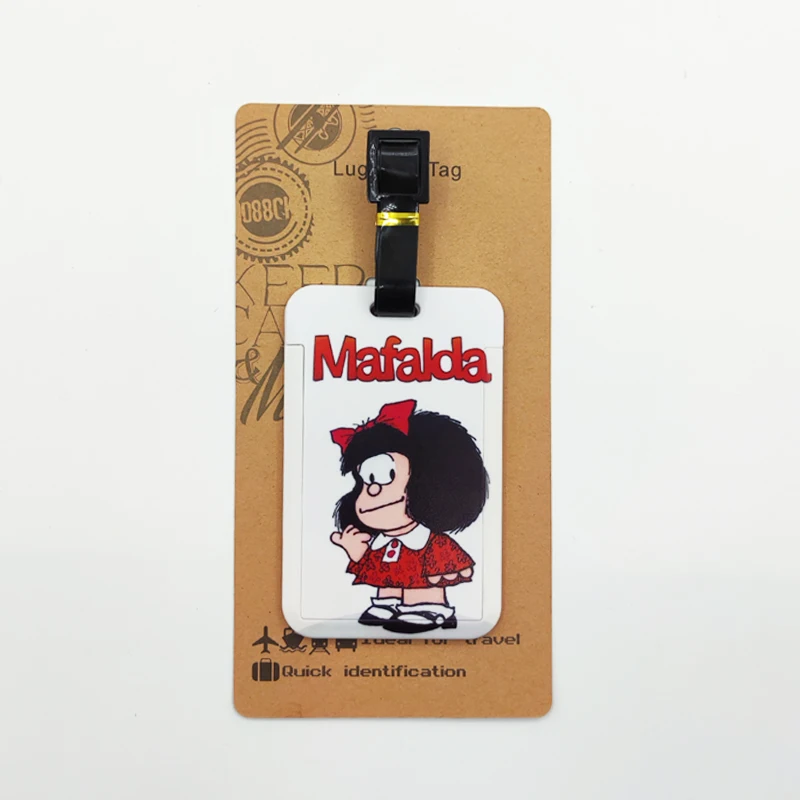 Cute Girls Mafalda Luggage Label Women Travel Luggage Tag Suitcase ID Address Holder Baggage Boarding Portable Suitcase Ticket