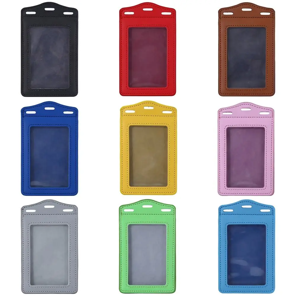1Pc Colors PU Leather Trifold Duty ID Card Holder Badge Holder for ID Name Card Business Name Tag Student ID Card