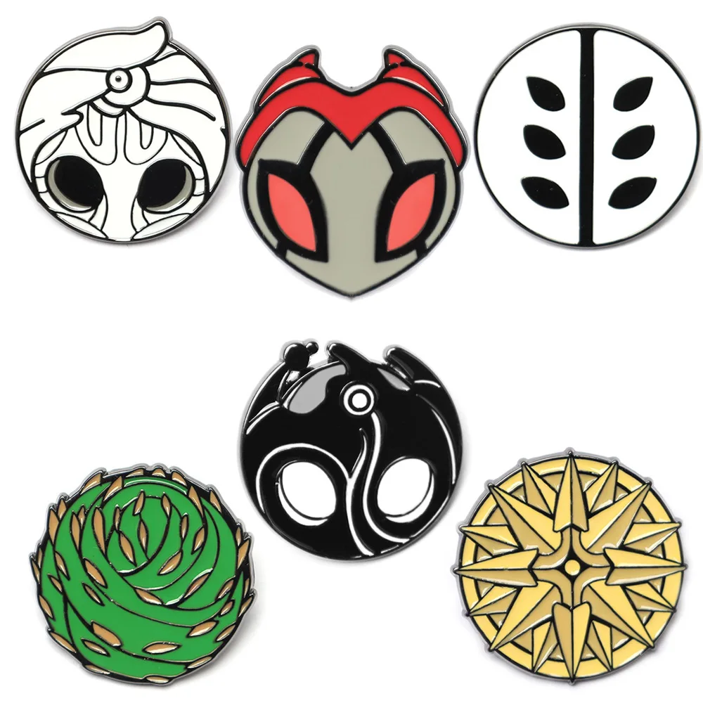 6pcs/set Anime Hollow Knight Enamel Pins Metal Brooches Game Cartoon Badge for Women Men Backpack Bags Badge Kids Gifts