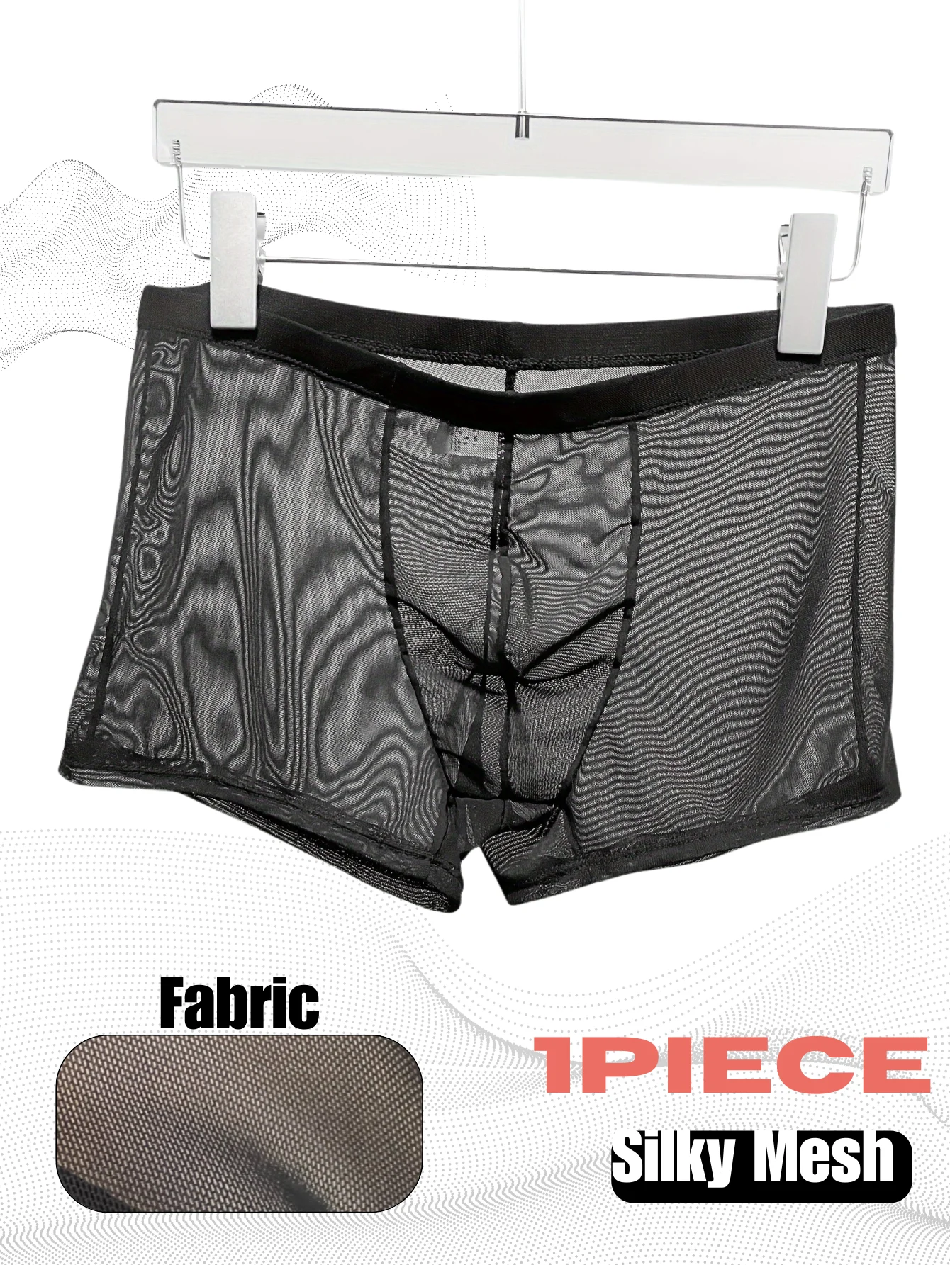 1Pc Men's Fashion Designer Sexy, Transparent Underwear, High Elasticity  Mesh Patchwork Flat Angle Underwear,Seductive, Ice Silk
