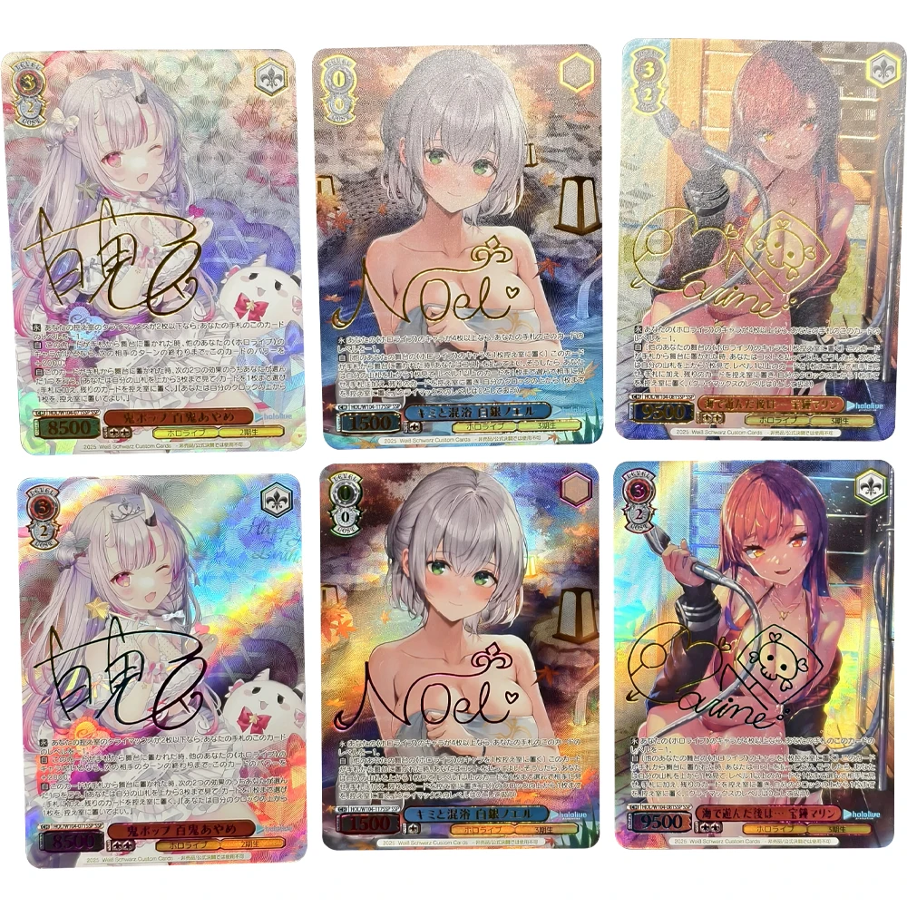 

Waifu Hololive Weiss Schwarz Collection Card Anime Houshou Marine Nakiri Ayame Shirogane Noel Signature Card Flash Textured Gift