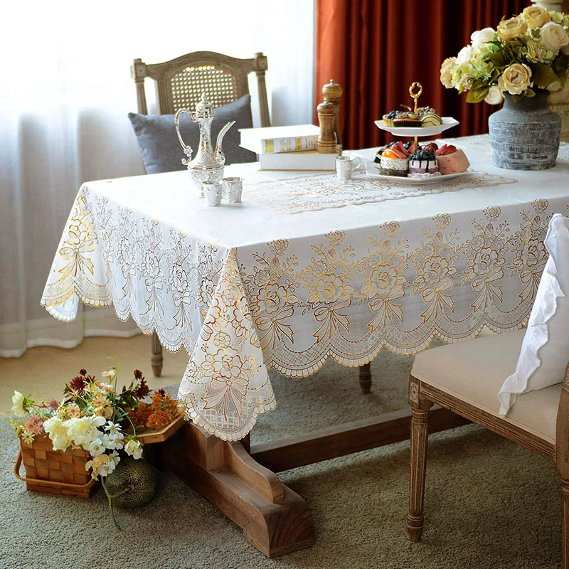 EIFLOY-Rose Tablecloth PVC Waterproof, Rectangular, Dining Coffee Table Cover, Oilproof Scald, Outdoor, Washable, Party Decor,