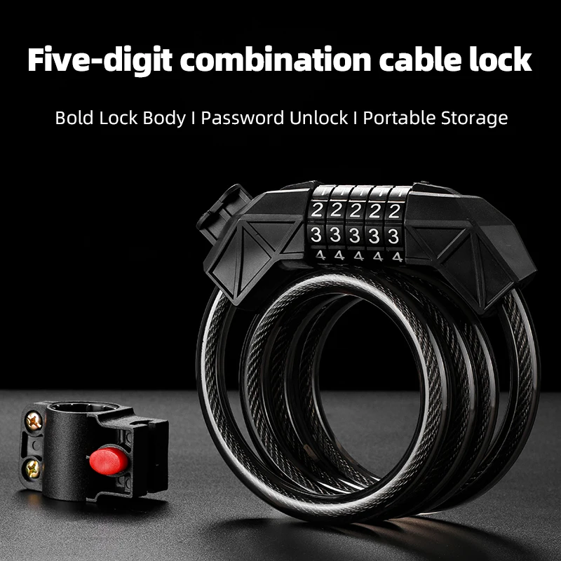 5 Digit Password Bicycle Lock Universal MTB Road Bike Fixed Anti-Theft Steel Wire Cable Locks Motorcycle Electric Safety Padlock