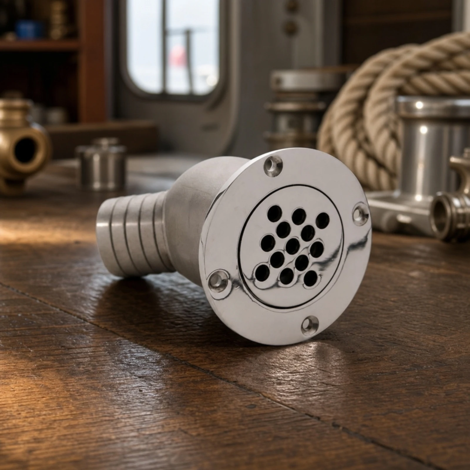 Boat Drain Fitting Angled Thru-Hull Drain with Flange Hardware Compact Heavy-Duty