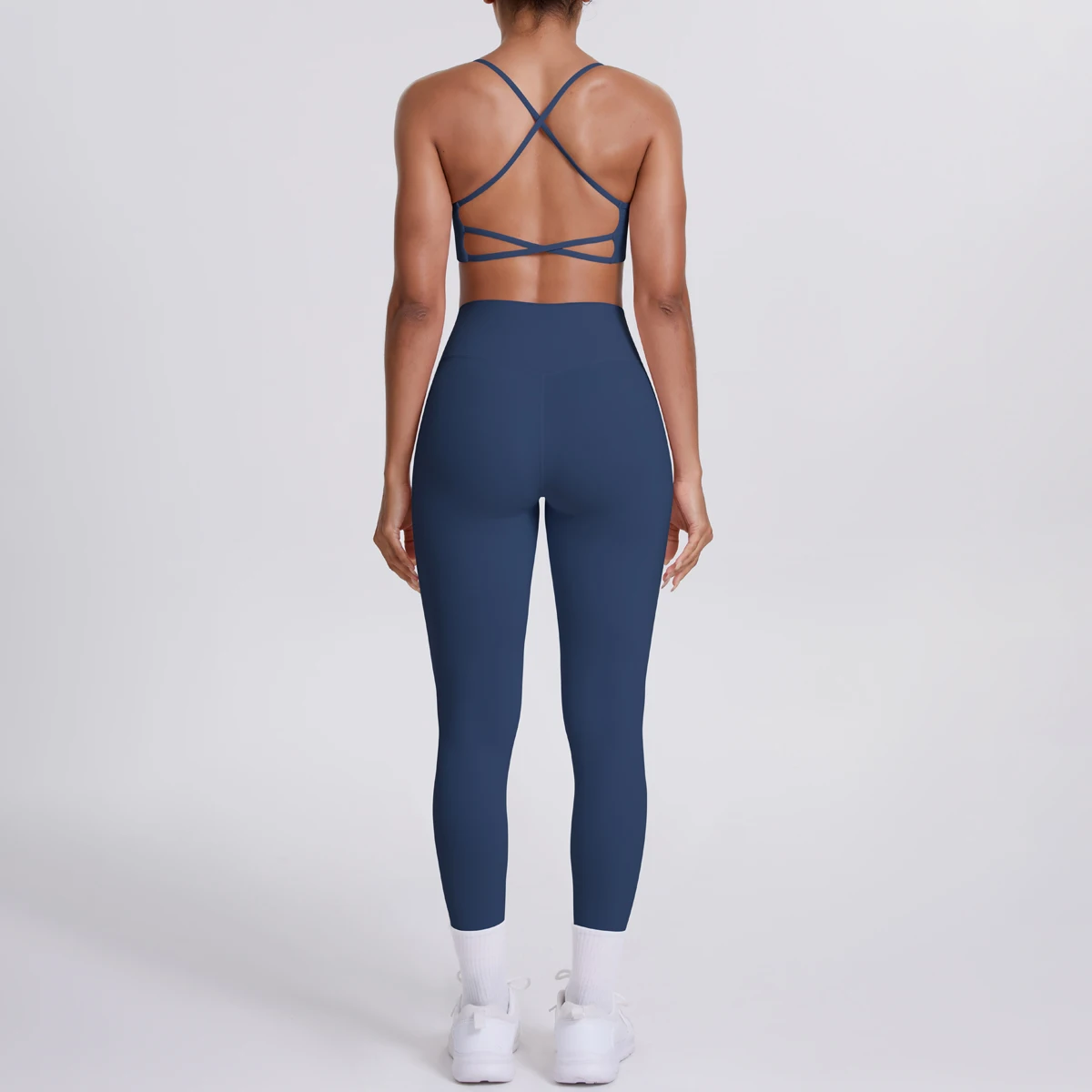 Yoga-Anzug, Sport-Set, Fitnessstudio, nahtlos, stoßfest, Sport-BH, Damen, hohe Taille und Hüften, eng, pfirsichfarbene Gesäßhose, Damen-Sportbekleidung – Detail 11