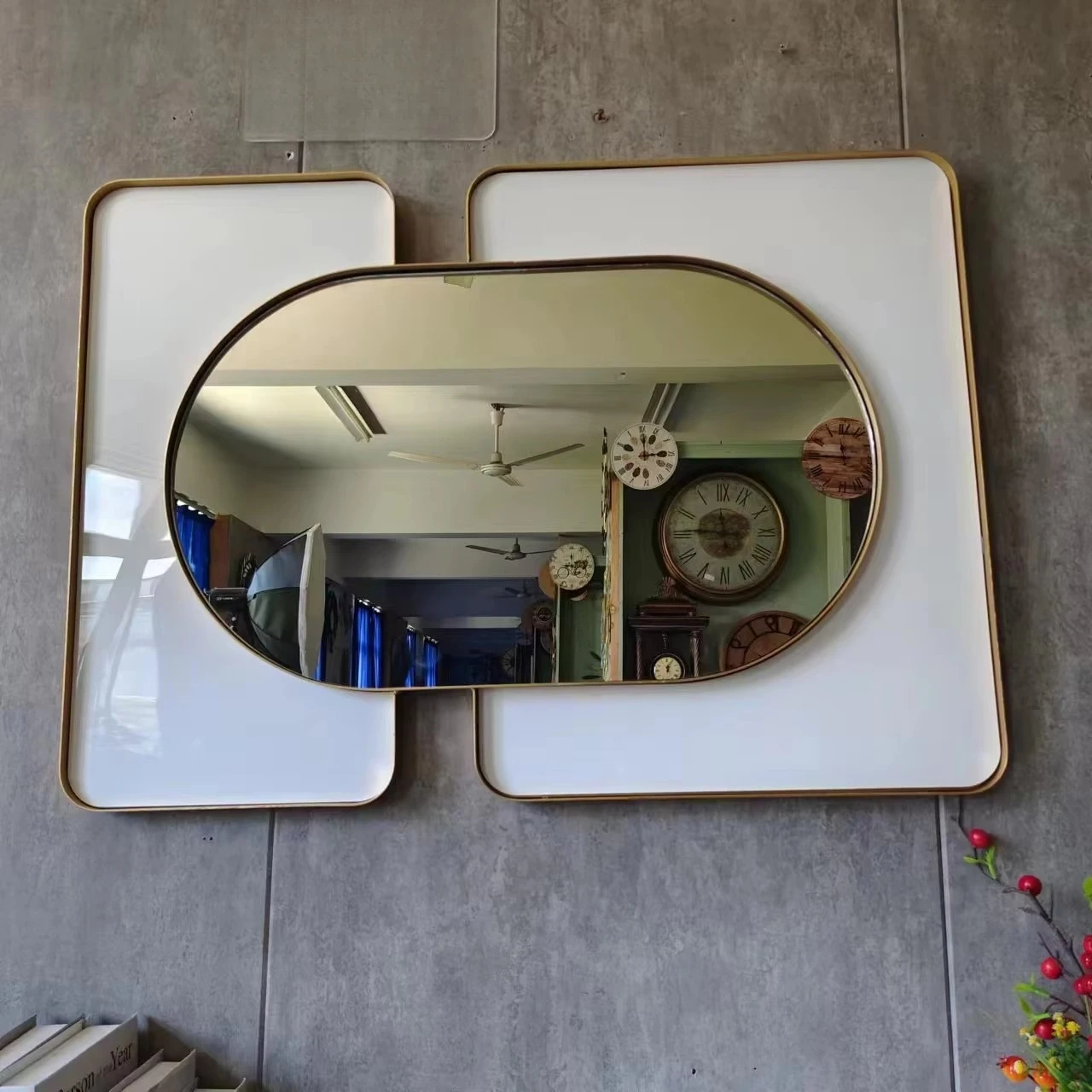 80X60CM Modern Luxury Handmade Metal Wall Hanging Art Big Mirror Bedroom Home Decor for Sale China Manufacturer Dropshipping DDP