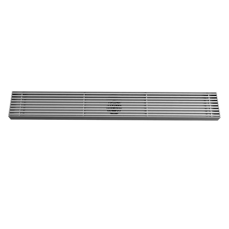 Factory Wholesale 60x8 CM Linear Grate Cover Shower Drain SUS304 Stainless Steel Brushed Steel High Flow Rate Floor Drain