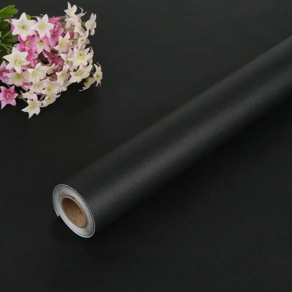 

55CM Width Self-adhesive Film Black Matt Thickened Sticker Furniture Kitchen for Cupboards Tables Wall DIY Renovation Wallpaper