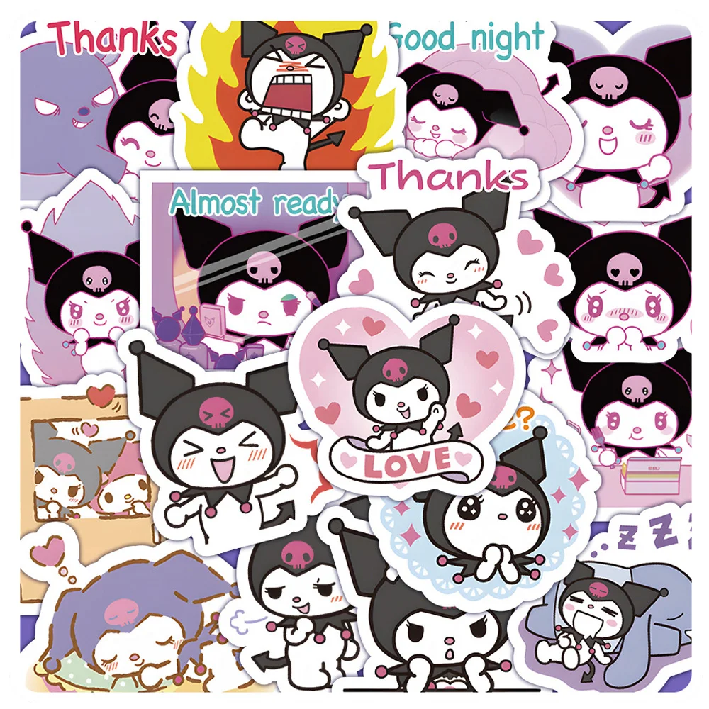 

10/30/60/120PCS Funny Kuromi Stickers Graffiti PVC Decals Decoration Toys DIY Firdge Phone Luggage Car Cute Sticker Kids Gift