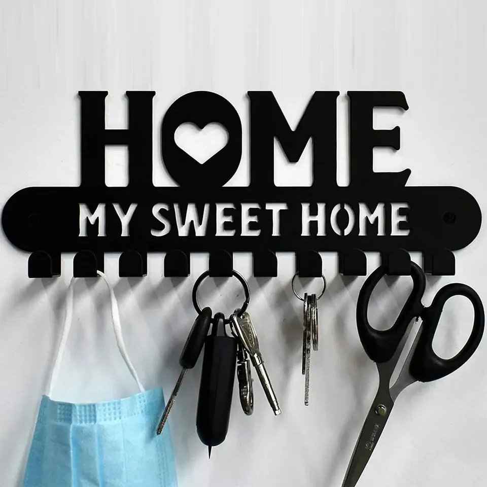  Key Holder Hooks Wall hanging Wall - 1PC Metal mounted Coat rack Sweet Home Wall Hanger Iron Art Decor for Front Door Kitche 