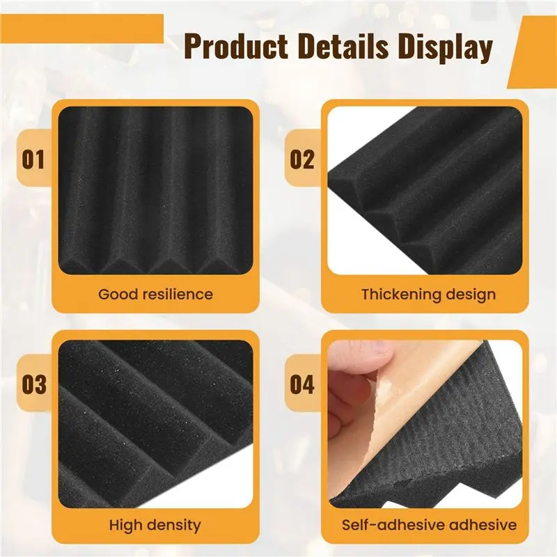 CGDS-24 Pack Self-Adhesive Acoustic Panels,12X12x1 Inch Sound Proof Foam Panels,Soundproof Wall Panels For Home Studio
