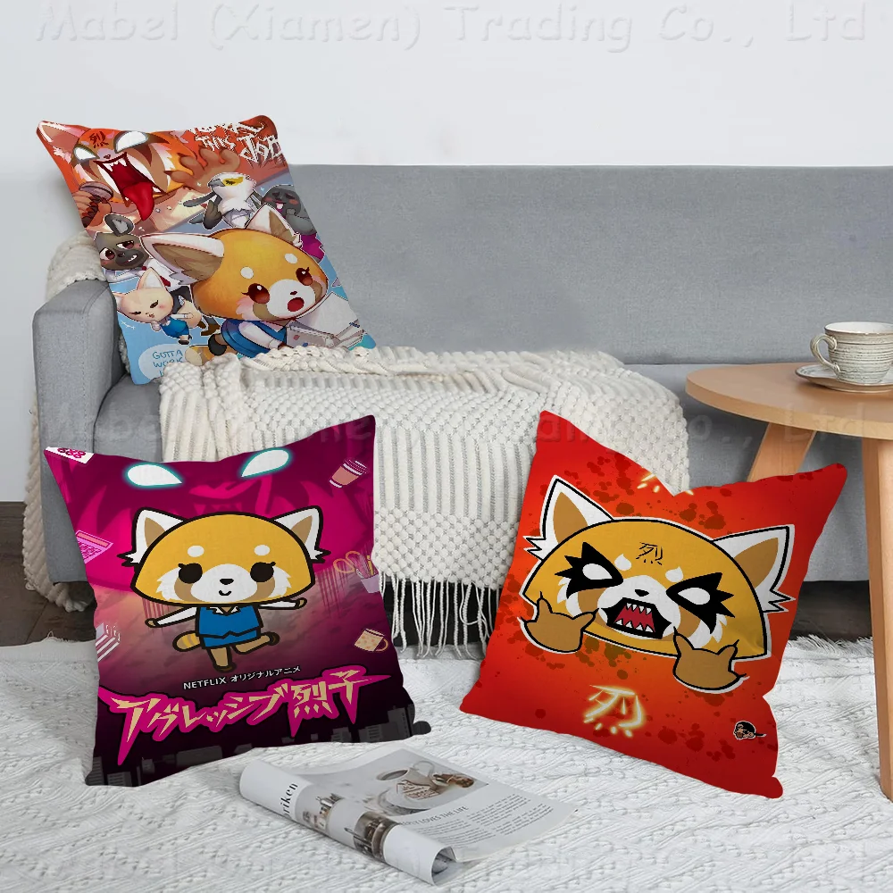 

Aggretsuko Anime-Rock Cushion Cover Inches Farmhouse Decor Home Throw Pillow Covers For Couch Decorations