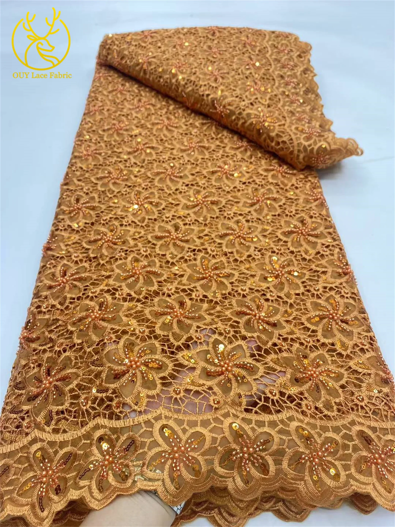 Hot Sale African Water Soluble Rope Lace Fabric African Lace Fabric 2025 High Quality Nigeria For Wedding French Lace Fabrics