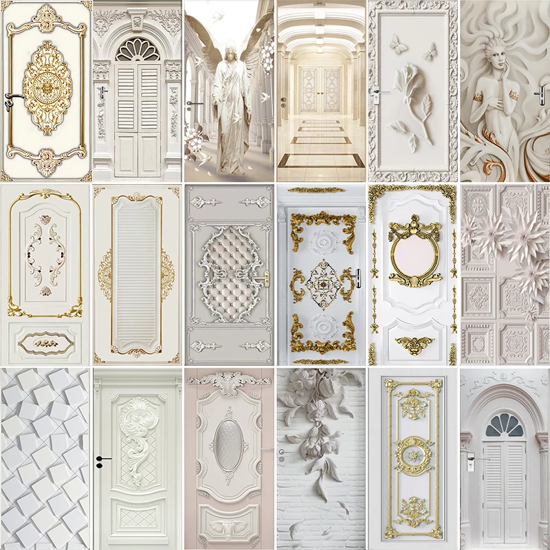 

Creative European Style Door Stickers 3D Home Room Wall Decoration Stickers PVC Waterproof Self-adhesive Murals