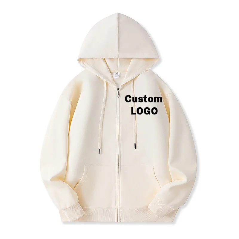 Custom LOGO Sweatshirts Men Women Zipper Hooded Spring Autumn Long Sleeve Pocket Harajuku Casual Couple Lover Hoodies S-4XL