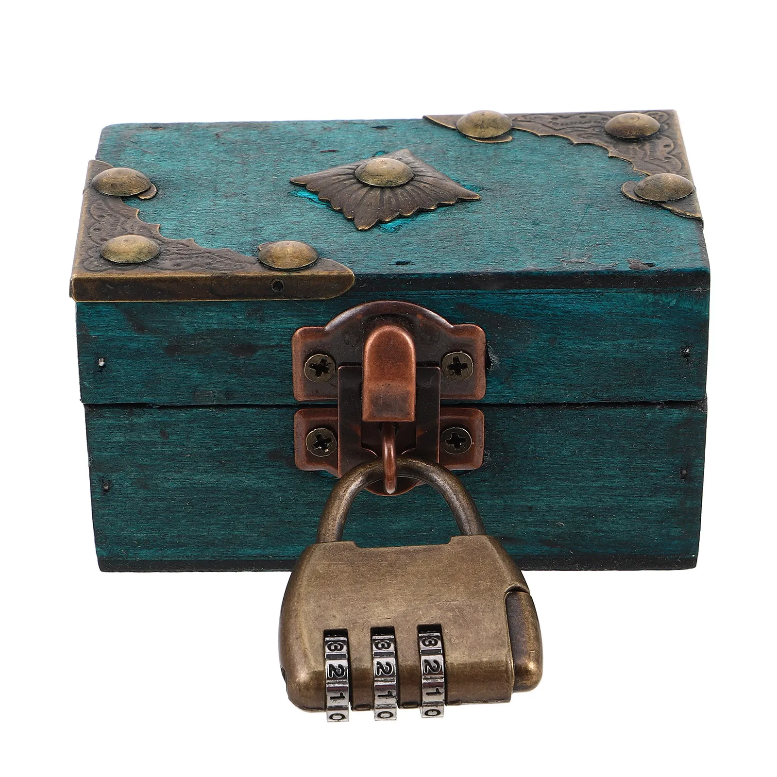 

Retro Wood Jewelry Box Vintage Style Password Lock 9x5.5x5cm Portable Desktop Storage Case for Necklaces Trinkets