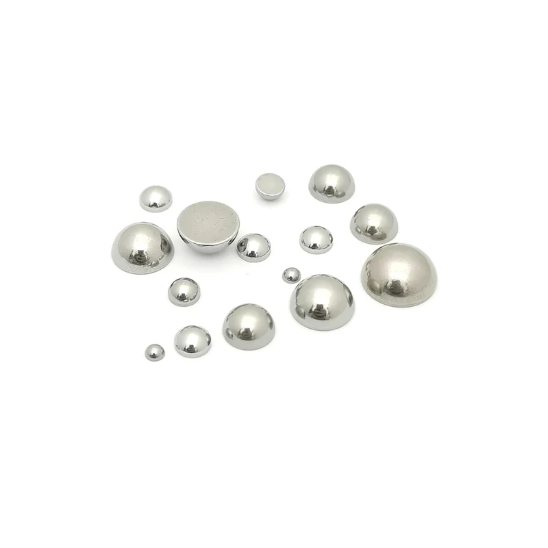 30pcs Solid Stainless Steel Hemispherical Beads - Half-Round Spacer Components for DIY Jewelry Making, Corrosion-Resistant Loose