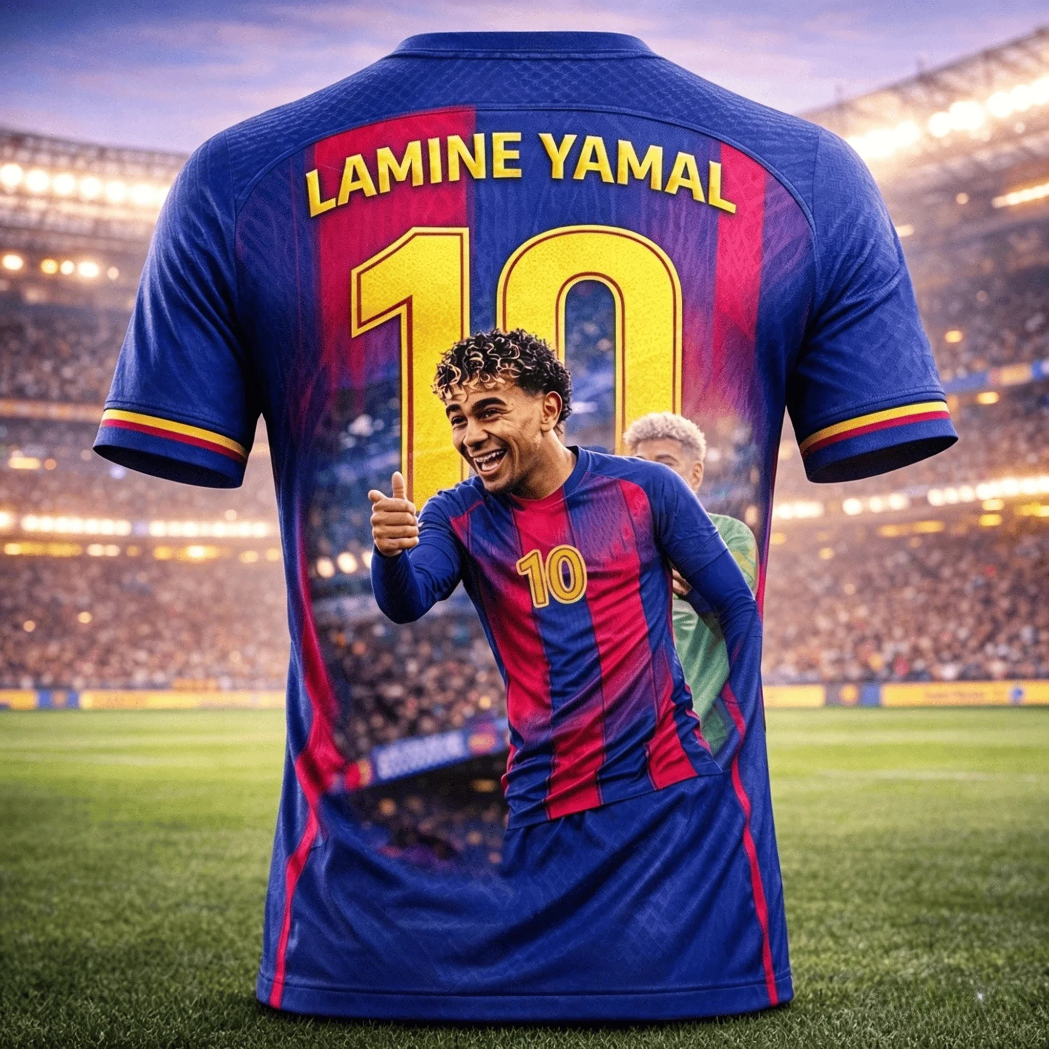 2026-27 Lamine Yamal #10 Barcelona Soccer Jersey T-Shirt, Men Women Red Blue Short Sleeve Casual Football Fan Streetwear Tee Y2k