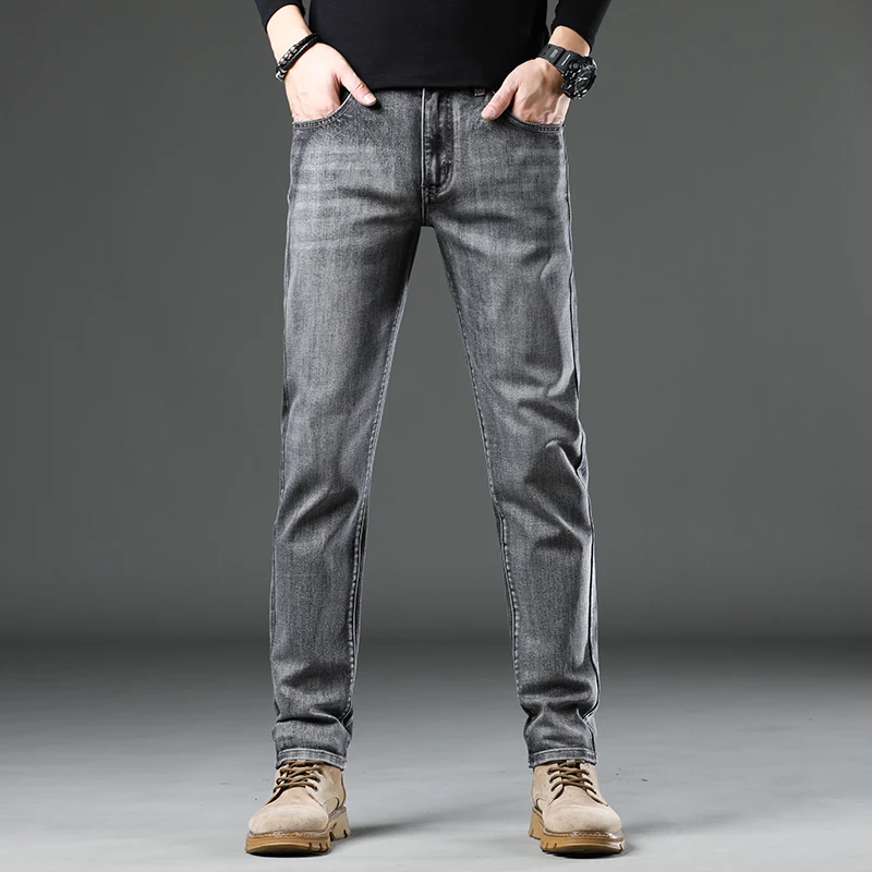 Men's Spring Autumn and Winter Thick Jeans Fashion Slim Fit Stretch Men's Denim Trousers 2025 New Style Large Size 28-40