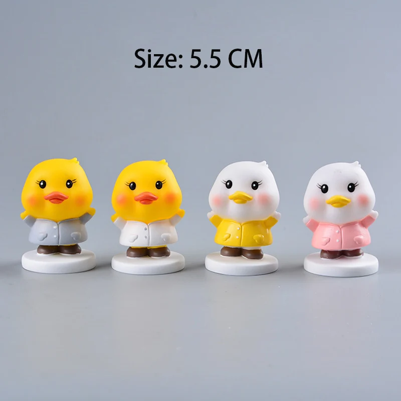 2PCS/Sets Cute Yellow Duck Figurines Cartoon Animal Decor Figure Craft Ornament Landscape Home Desk Car Interior Accessories