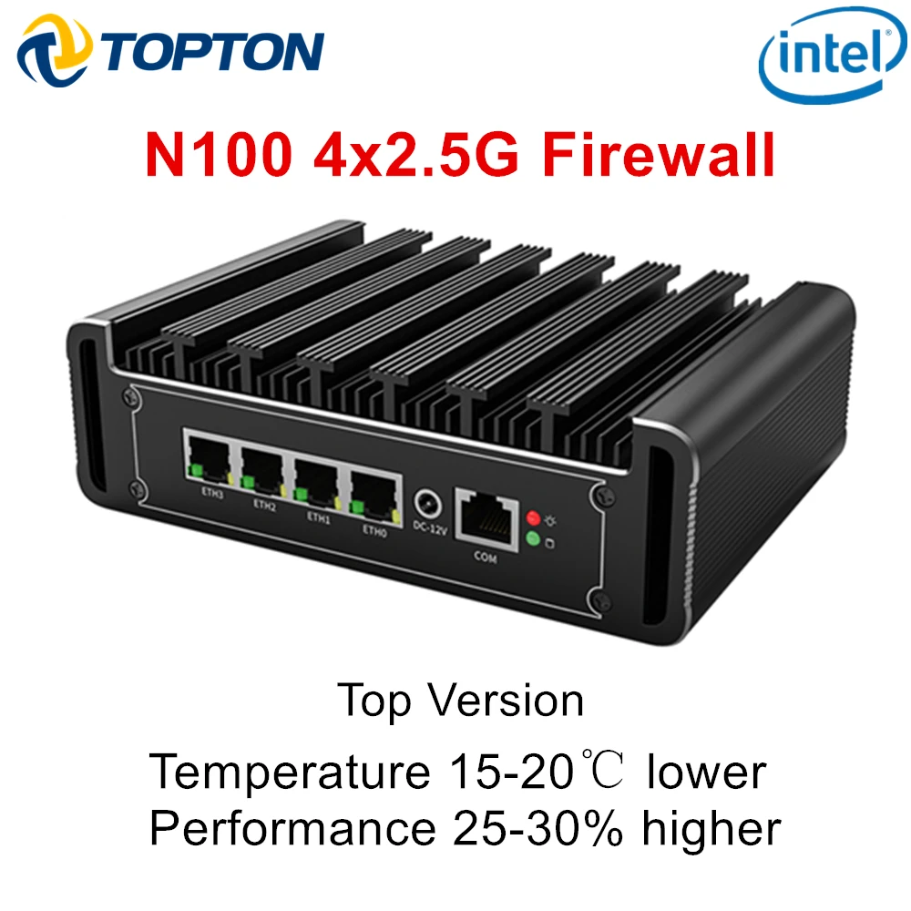 솔리드 인텔 방화벽 기기 팬리스 미니 컴퓨터, 미니 PC pfSense Proxmox 호스트, 4x2.5G LAN i226-V, N5105, N6000, J4125 NVMe