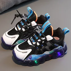 Baby Led Light Up Sport Shoes Girls Breathable Glowing Sneakers Boys Anti-slippery Sneakers Children Luminous Casual Shoes