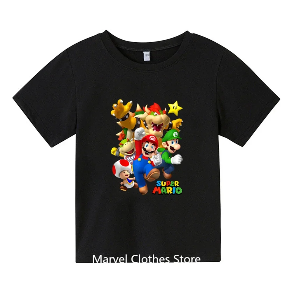 3-14 Years Old Toddler Clothing Supermarios T-shirt Boys Girls T Shirt Kids Clothes Kawaii Cartoon T-shirt Boy Tops Tees Summer