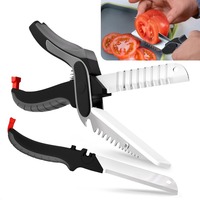 Kitchen Cutting Board Scissors Knife 2-in-1 Multifunction Kitchen Food Scissors Shears Knifes for Food Veggies Fruits Meat Fish