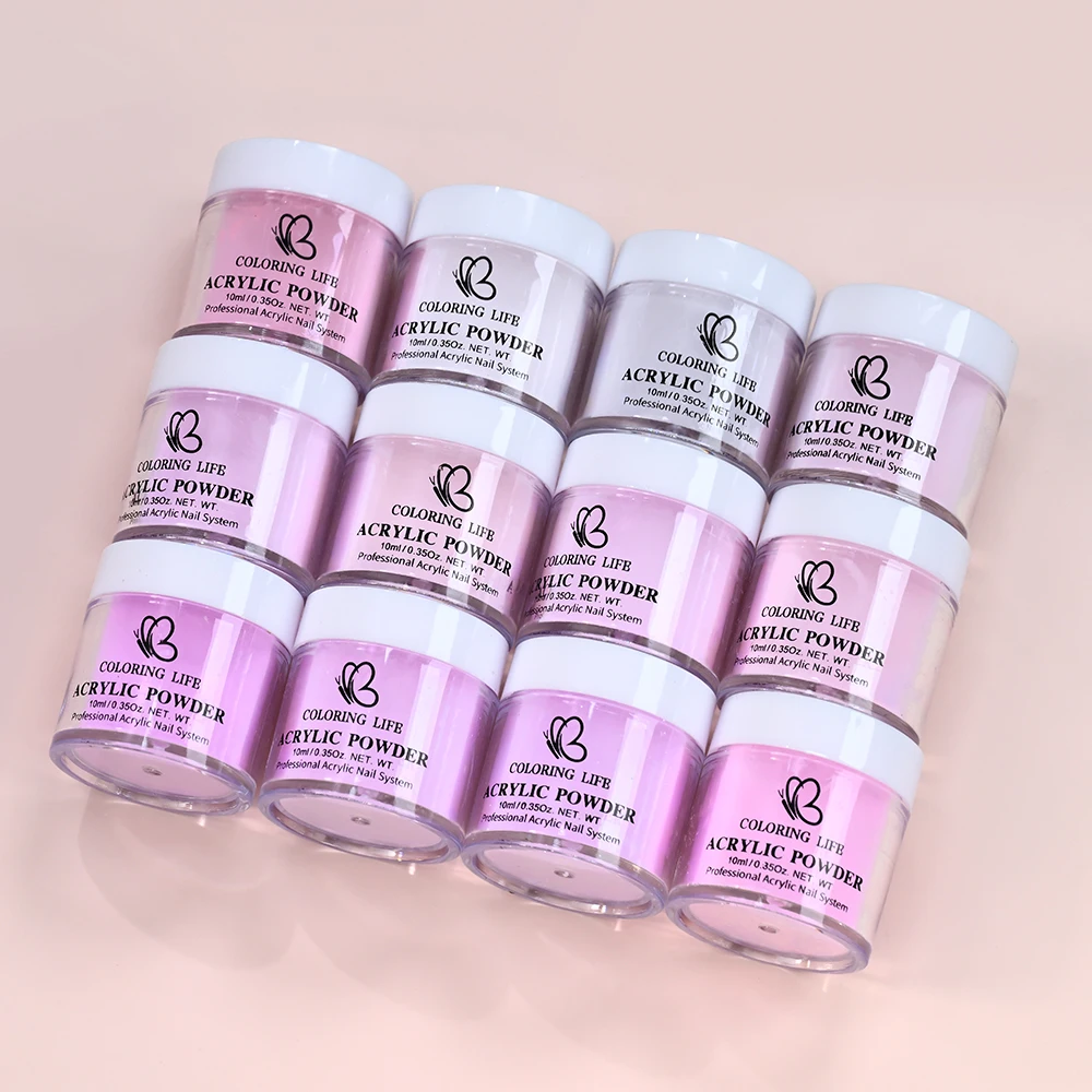 

12Colors 10ml/0.35oz Acrylic Nail Powder Nude Pink Pastel Acrylic Nail System No UV Lamp Needed Long-Lasting Manicure Supplies *