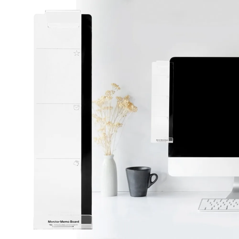 Convenient Acrylic Monitor Memo Board Transparent 30x8cm Acrylic Message Board Memo Pad Holder For Office Desktop