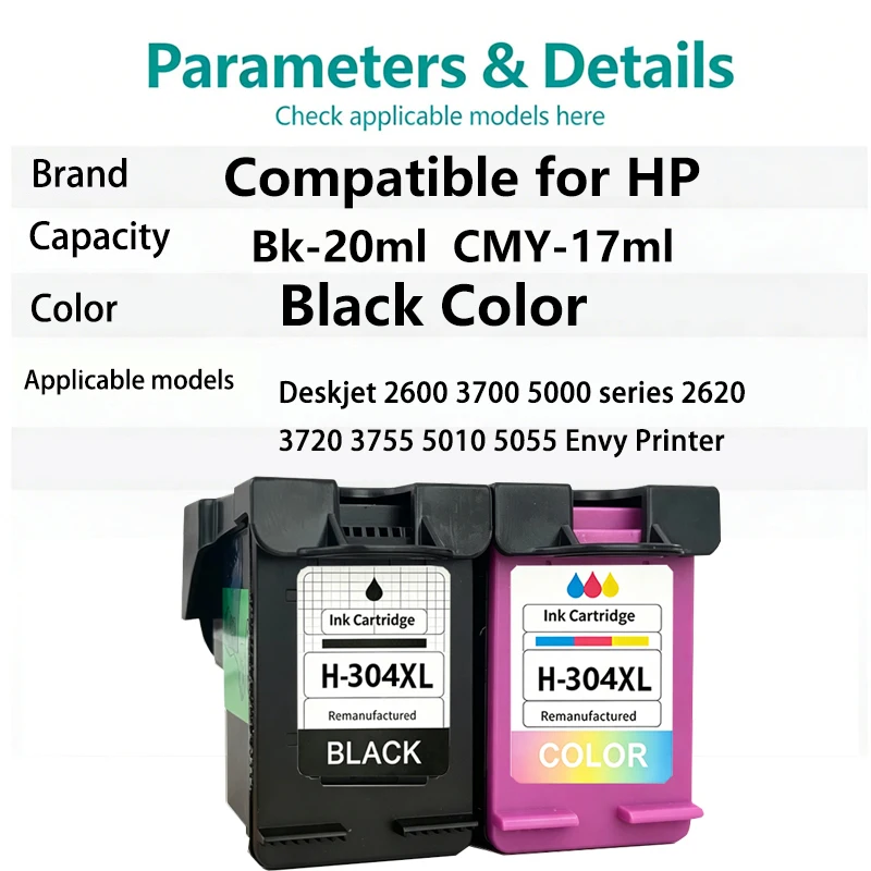 304XL 304 XL Ink Cartridge Replacement For Compatible series for HP 2620 3720 3755 5010 5055 Deskjet 2600 3700 5000 Envy Printer