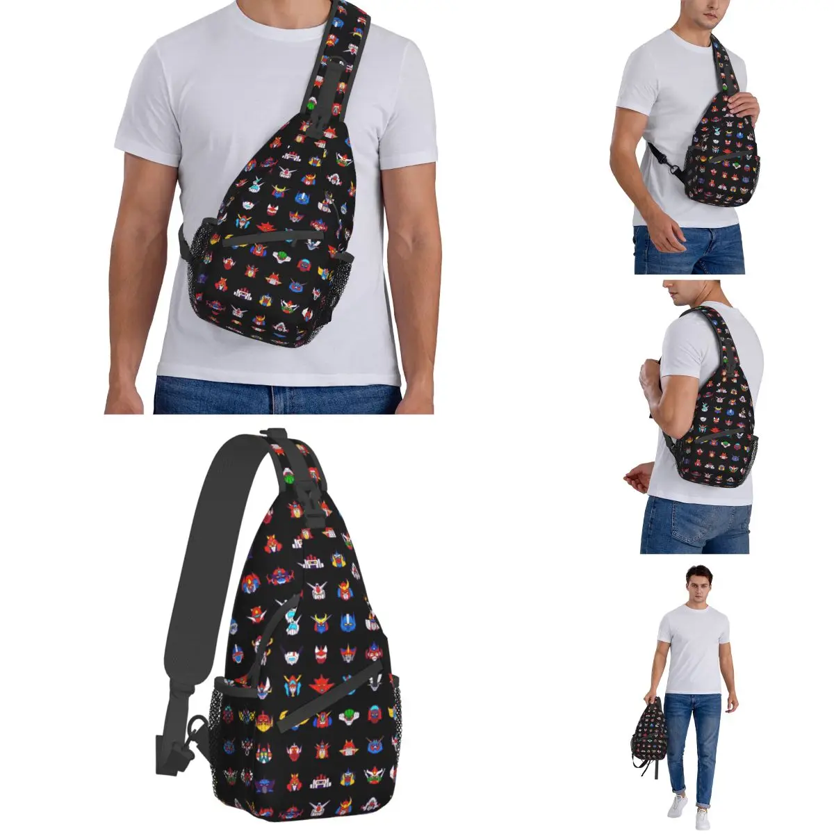 Goldorak UFO روبوت غرينديزر Crossbody الرافعة حقائب صغيرة الصدر حقيبة مازنجر Z الكتف حقيبة الظهر Daypack المشي لمسافات طويلة في الهواء الطلق التخييم حقيبة