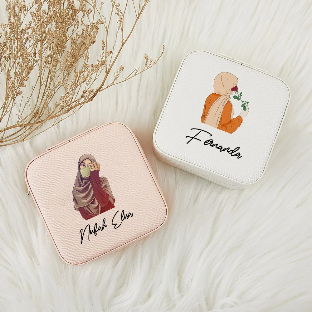 Personalised Hijabi Girl Jewelry Box Girls Jewelry Organizer with Name Perfect Muslim Girls Gift Customize Eid / Ramadan Gifts