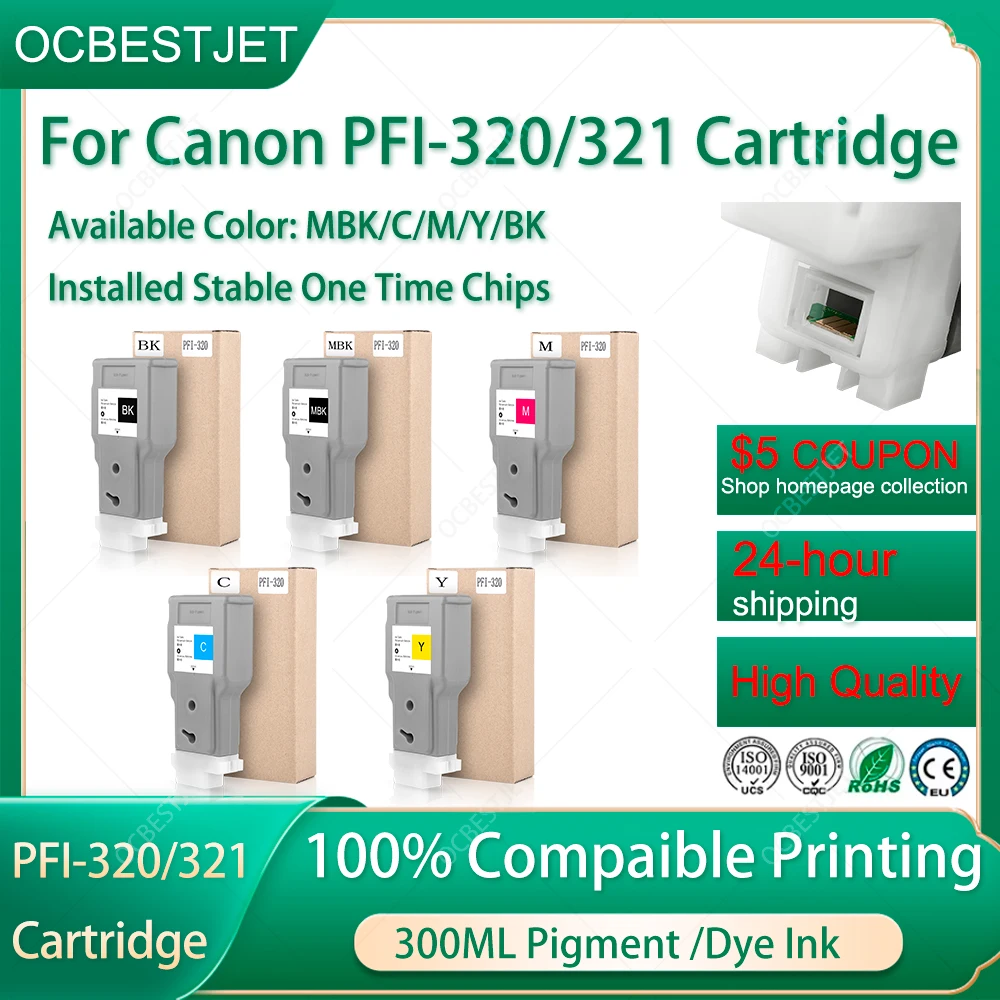 

For Canon PFI-320 321 300ML Compatible Ink Cartridge For TM200 TM205 TM300 TM305 Printer Full 300ML Pigment Dye Ink Cartridge