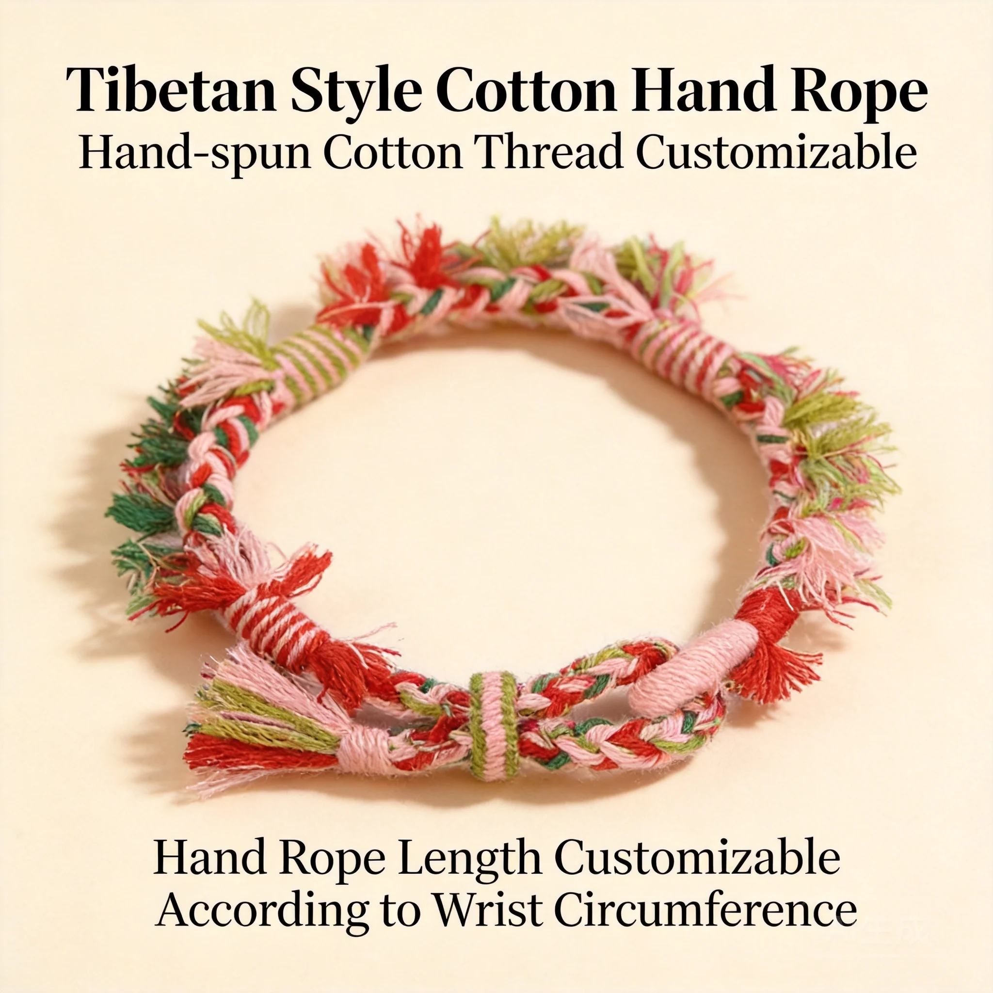 Chinese Style Tibetan Hand Woven Cotton Thread Bracelet Lucky Auspicious Tassel Bangle Hanfu Accessory Fortune Blessing Good Luc