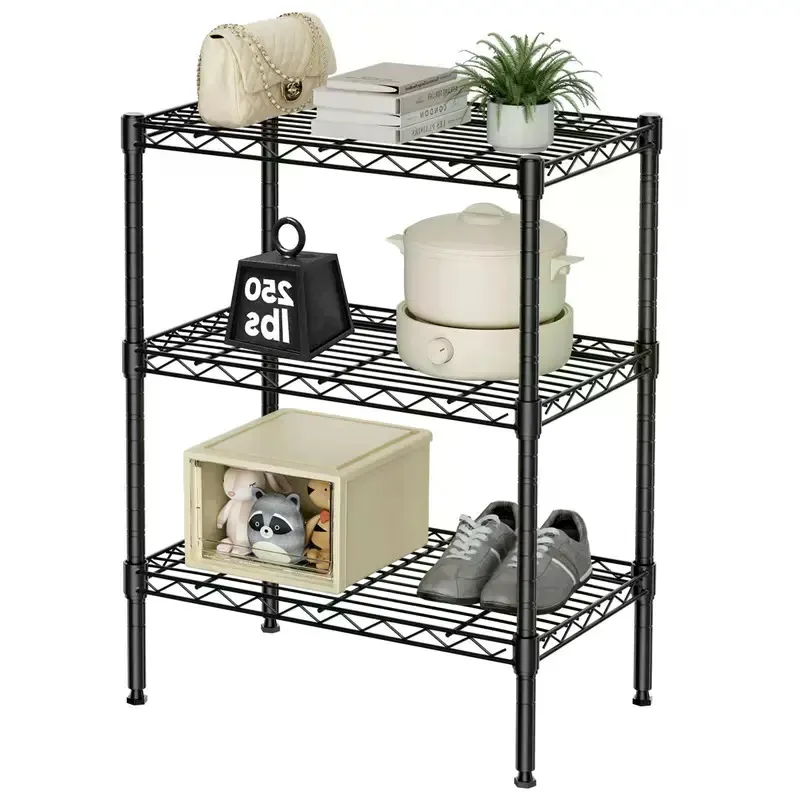 4-Tier Durable Corrosion-Resistant Metal Steel Wire Organizer Storage Rack - Adjustable Open Shelves Show Every Item, Easy-Installation Kitchen/Bath Accessory, Bathroom-Ready Corner Space Saver