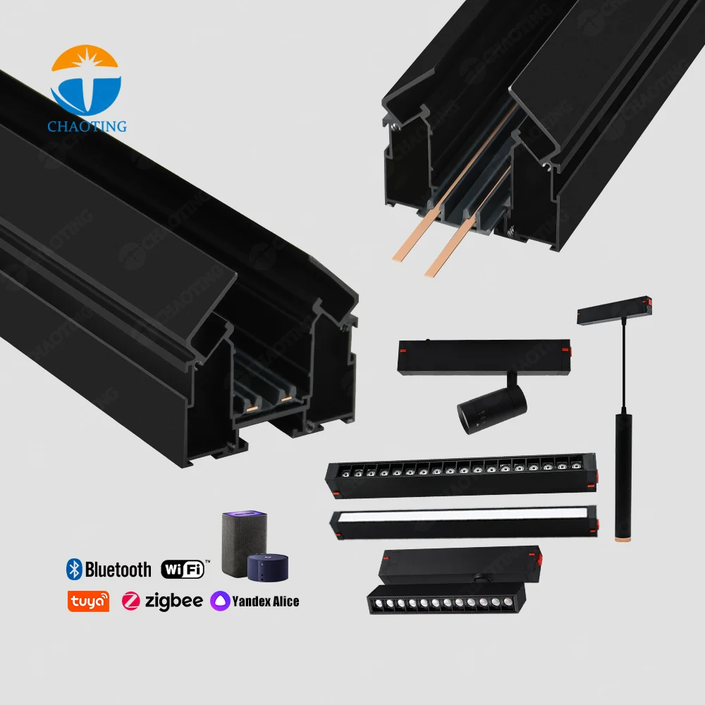 Competitive Price 1M 2M 3M Track Aluminum Profile Smart Dimmable AC 220v LED Magnetic Lights For Soft Pvc Fabric Stretch Ceiling