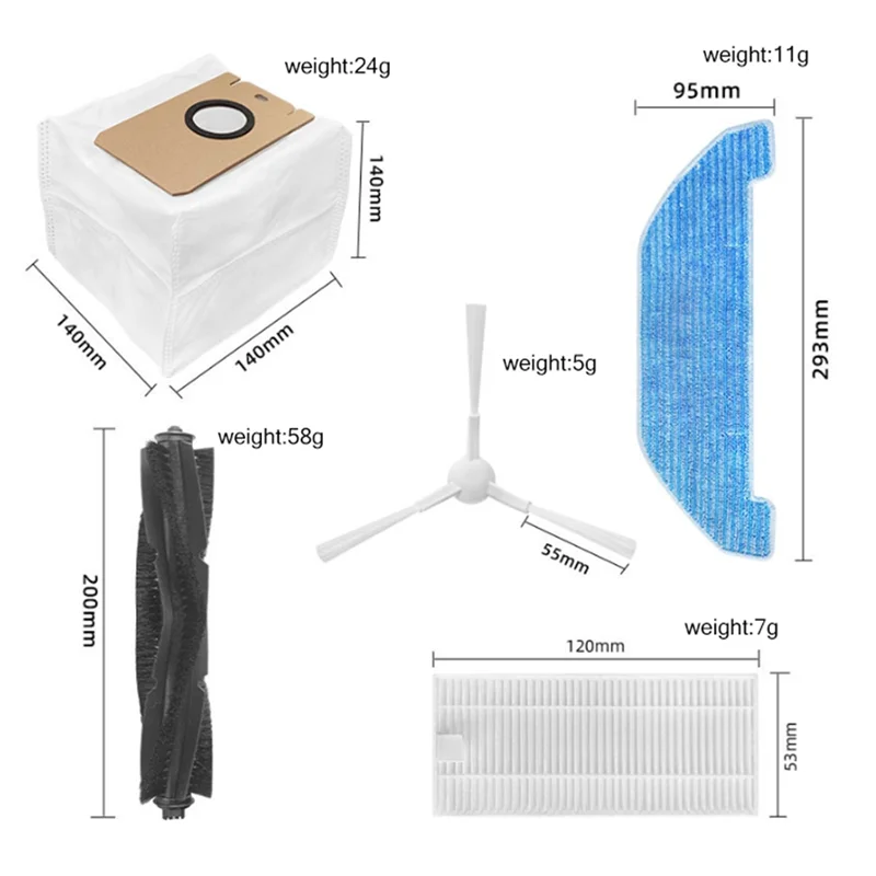 16Pcs for Neabot Q11 Robot Vacuum Cleaner Accessories Main Side Brush Mop Cloth HEPA Filter Dust Bag Replacement Parts
