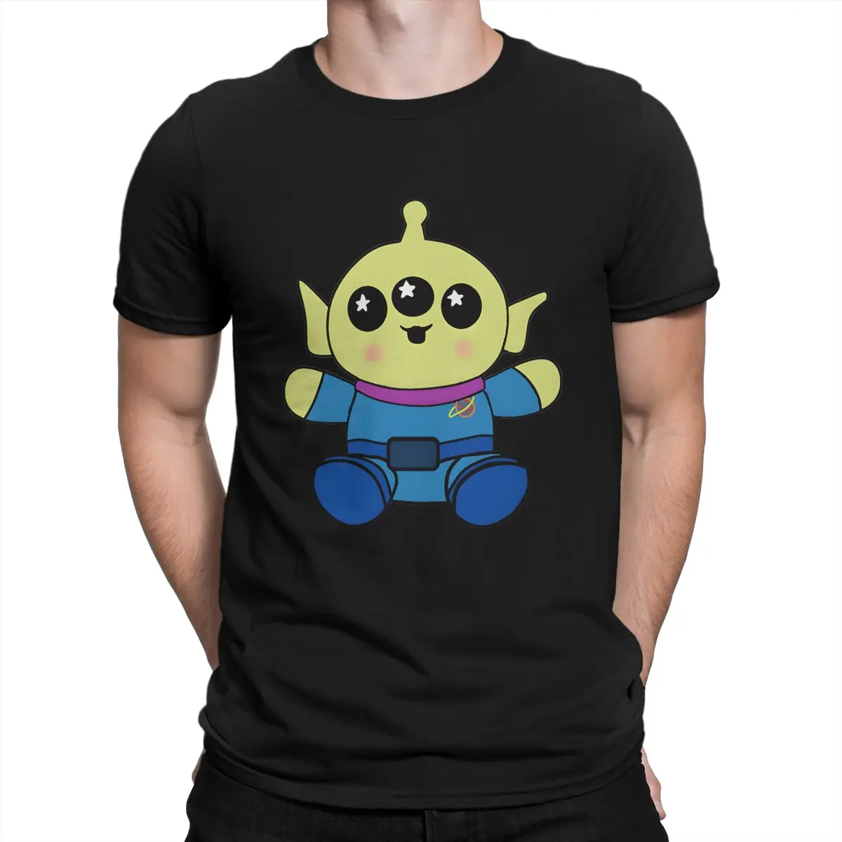 Green Toy Alien Plush T Shirts for Men 100% Cotton Casual T-Shirt Crew Neck Disney Toy Story Alien T Shirt Short Sleeve Printed