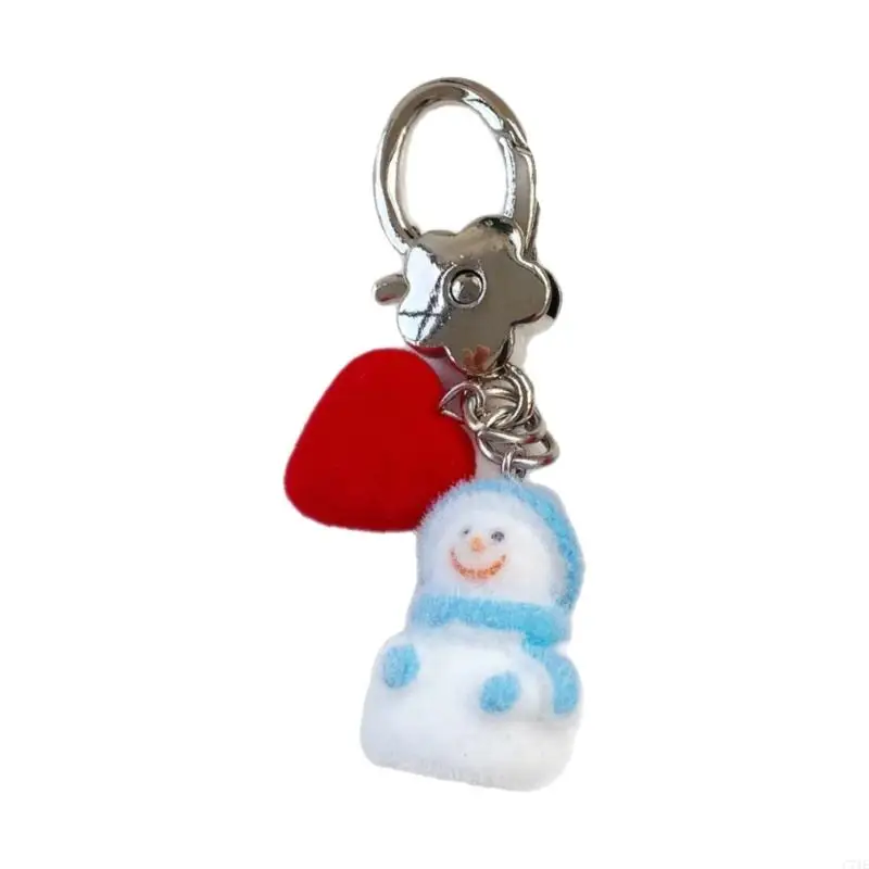  Blue Flocking Snowman Keychain Winter Themed Decoration For Car Keys or Bags