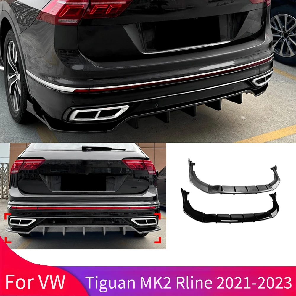 

For VW Tiguan MK2 Rline 2021 2022 2023 Car Rear Bumper Diffuser Lip Spoiler Splitter Trim Facelift Body Kits Tuning Accessories