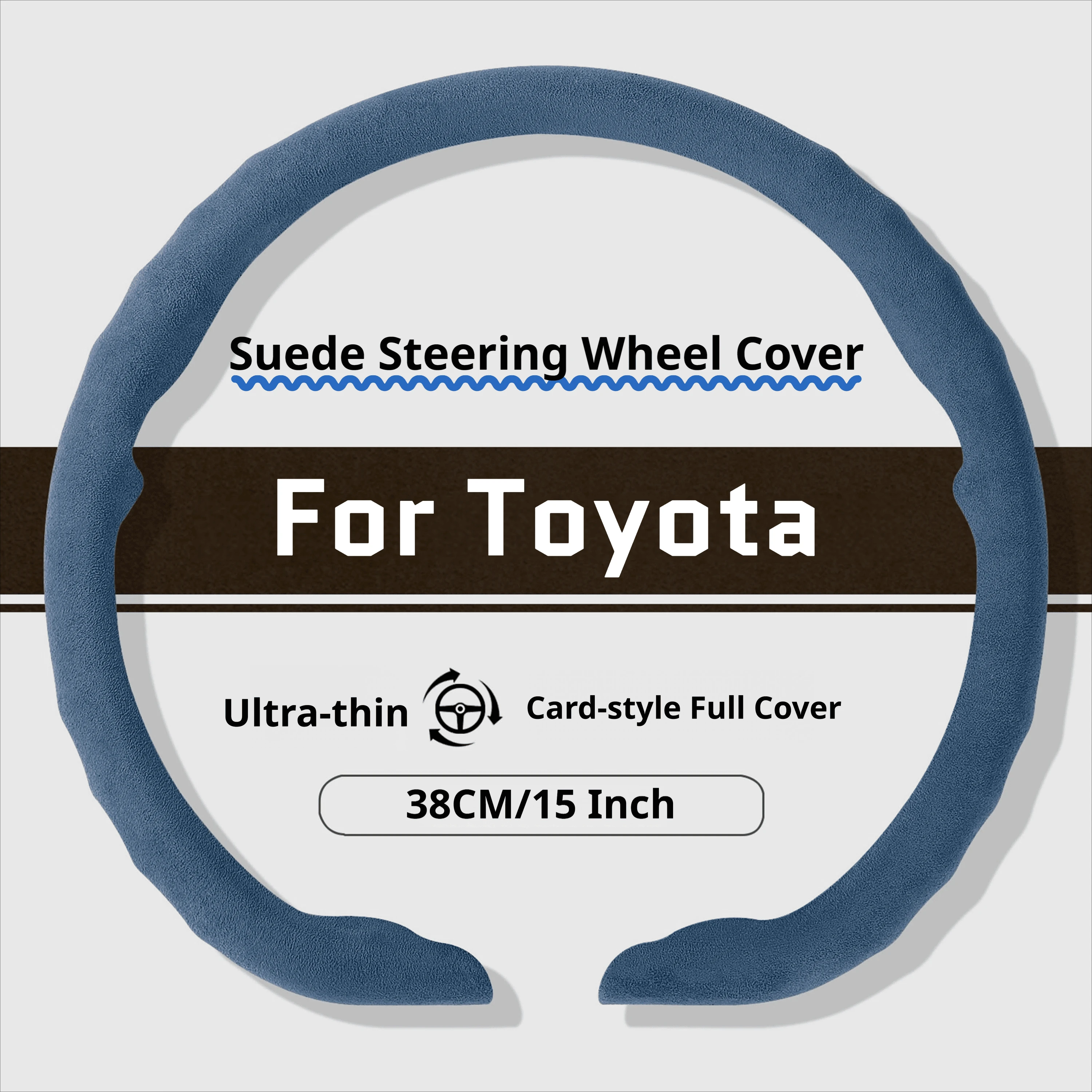Ultra‑Thin Suede Car Steering Wheel Cover For Toyota RAV4 Highlander Camry Corolla Yaris CH‑R Prado Hilux Non‑Bulky Easy Install