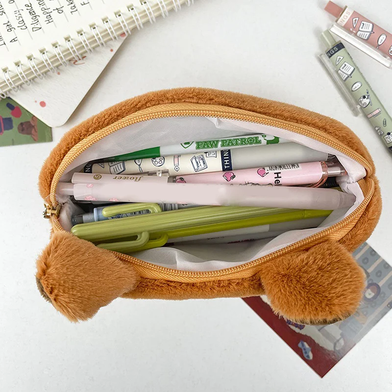 الساحرة القطيفة كابيبارا قلم رصاص الحقيبة مستحضرات التجميل حقيبة كبيرة الحجم حامل القلم صندوق أدوات مكتب المدرسة