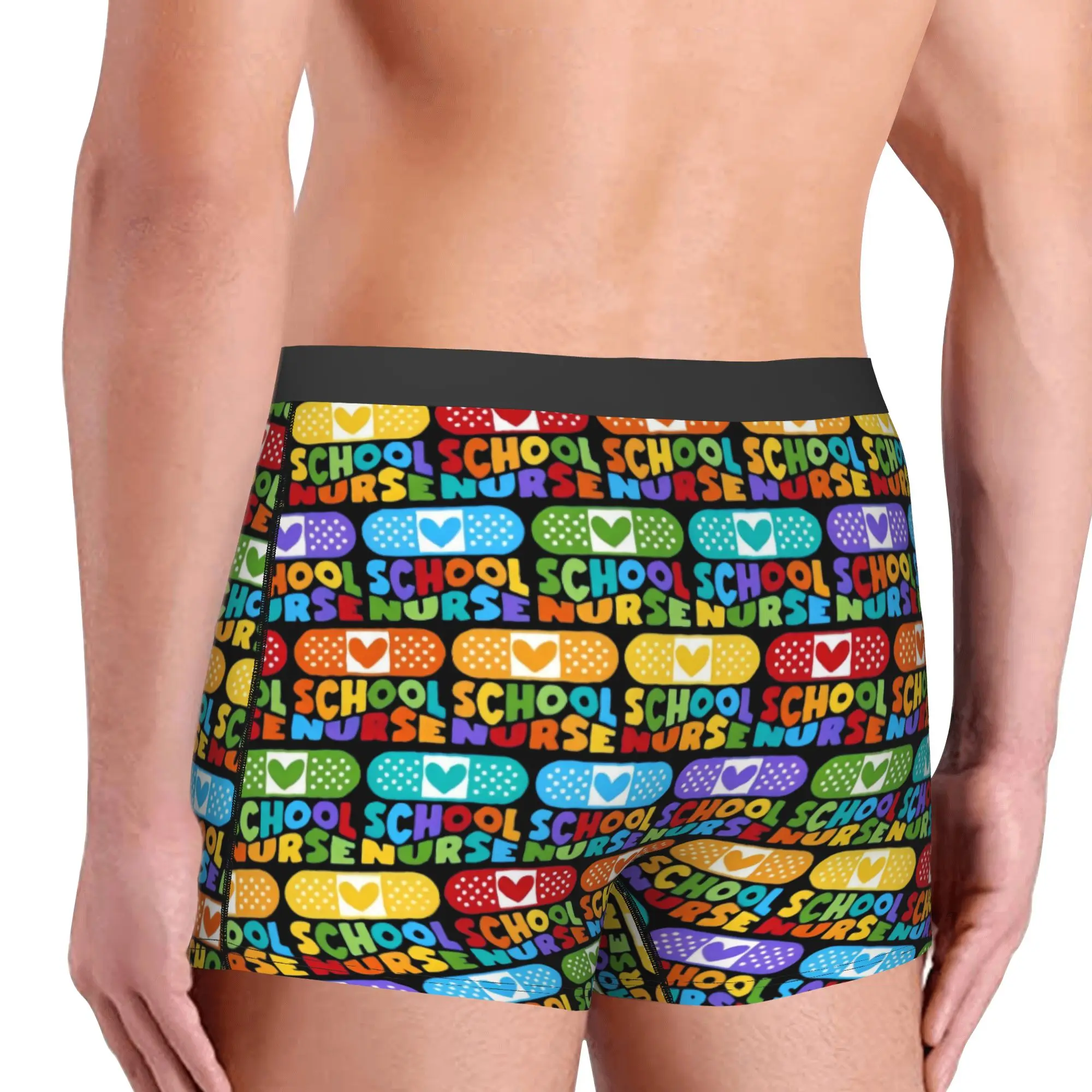 School Nurse With Heart Bandaids In Navy Boxers Shorts Men  Briefs Underwear Funny Underpants