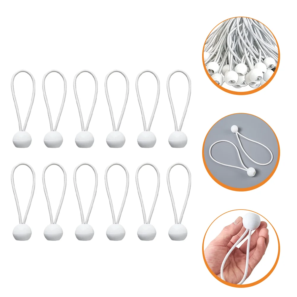 

50 Pcs White Tarps Elastic Rope Bouncy Balls Bungee for Tent Camping Cords Heavy Duty Outdoor