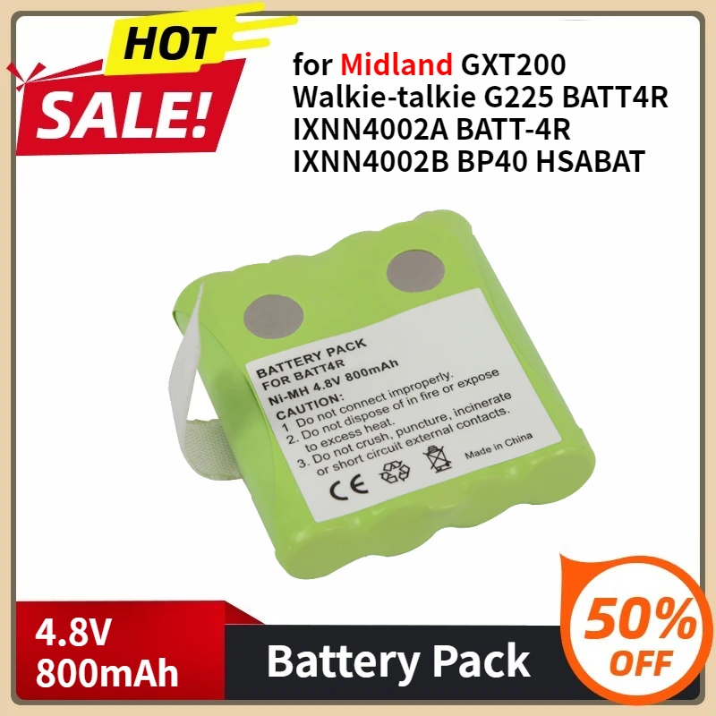

For Midland GXT200 Walkie-talkie G225 BATT4R IXNN4002A BATT-4R IXNN4002B BP40 HSABAT 800mAh BATT4R Battery